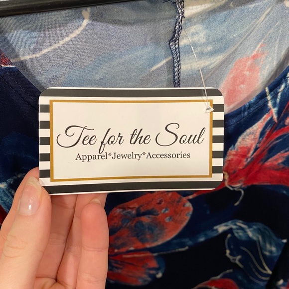 Navy Floral Open Shoulder Dress- Size S- NWT - Picture 5 of 5